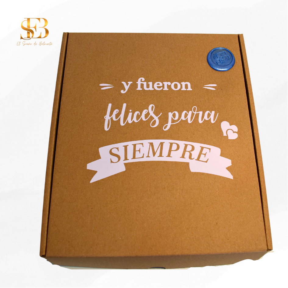 Caja Riyo personalizada con mensaje en vinilo - El Sueño de Belmonte