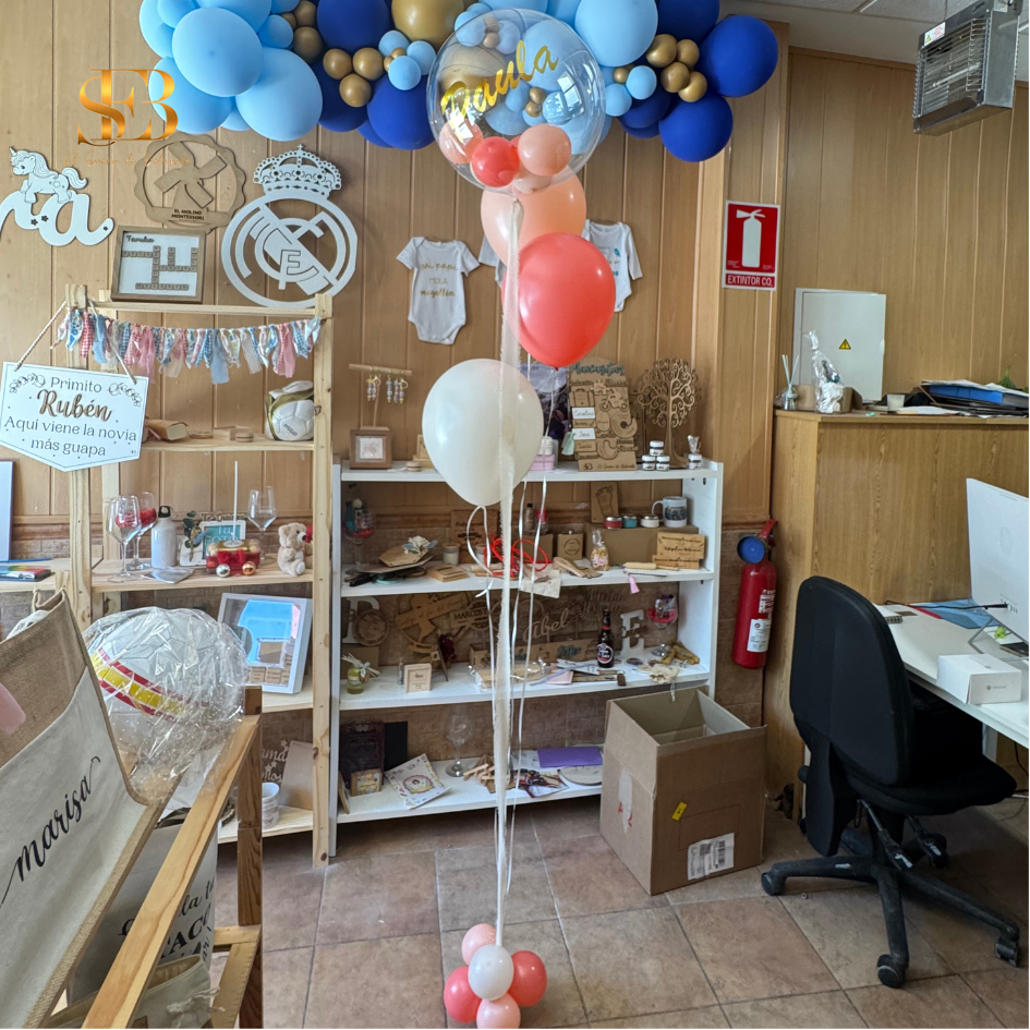 Ramo de globos de helio con Burbuja Personalizada