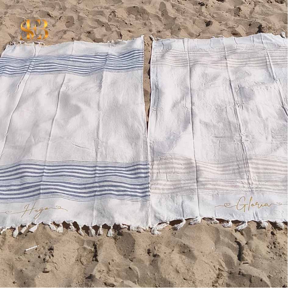Detalle de la toalla rizo personalizada con vinilo textil - El Sueño de Belmonte