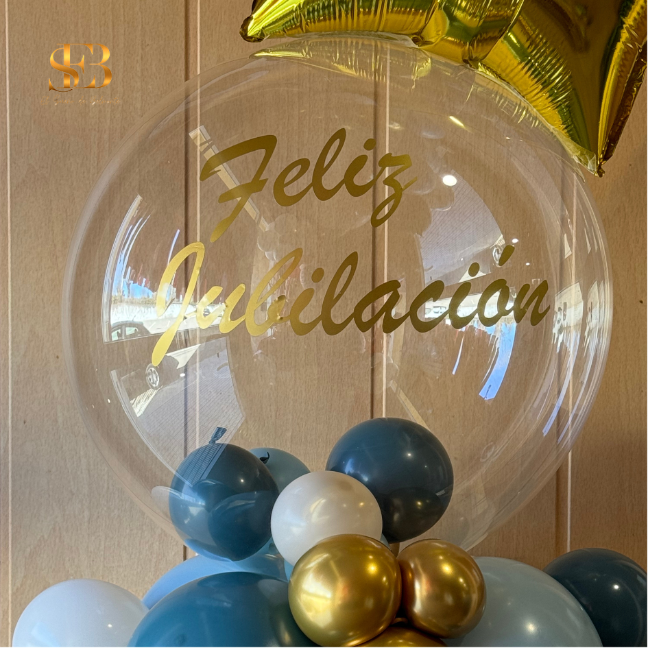 Bouquet de globos mediano personalizado – con globo burbuja y estrella