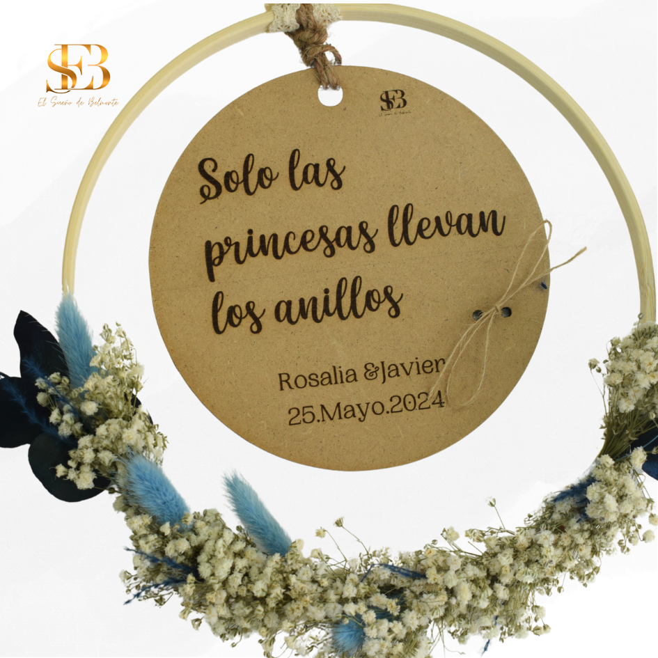 Porta alianzas Rosalía con flores preservadas para bodas - El Sueño de Belmonte