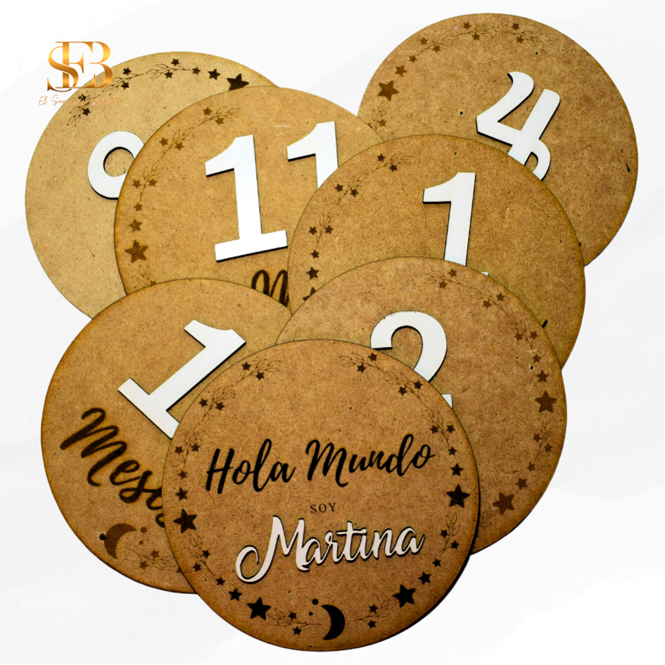 Set de cumplemes personalizado en madera para el primer año del bebé - El Sueño de Belmonte