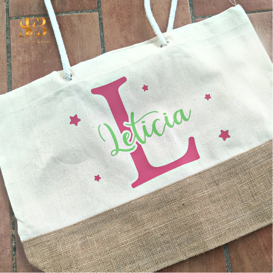 Detalle del bolso personalizado Ametsa con vinilo textil - El Sueño de Belmonte