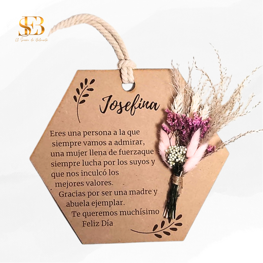 Placa personalizada Somni con flores preservadas - El Sueño de Belmonte