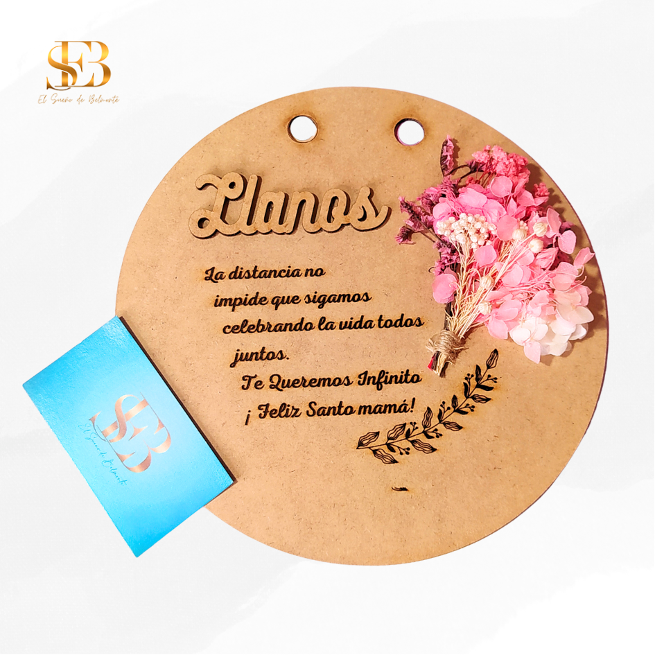 Placa personalizada Somni con flores preservadas - El Sueño de Belmonte