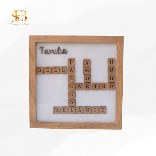Cuadro Scrabble personalizado con nombres de familia - El Sueño de Belmonte
