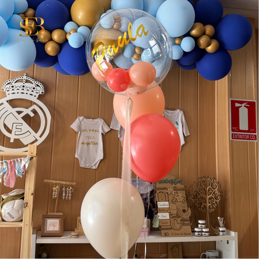 Ramo de globos de helio con Burbuja Personalizada