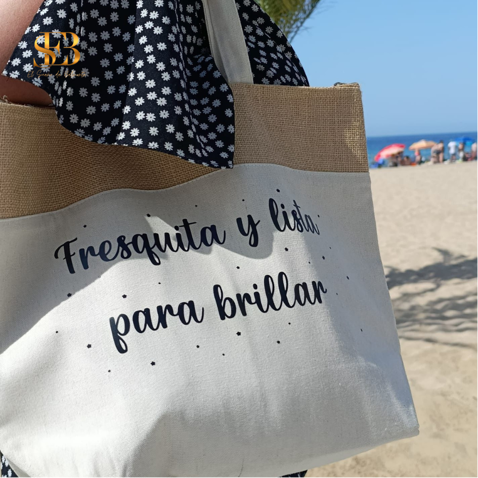 Bolsa nevera personalizada en algodón y yute para playa y picnic - El Sueño de Belmonte