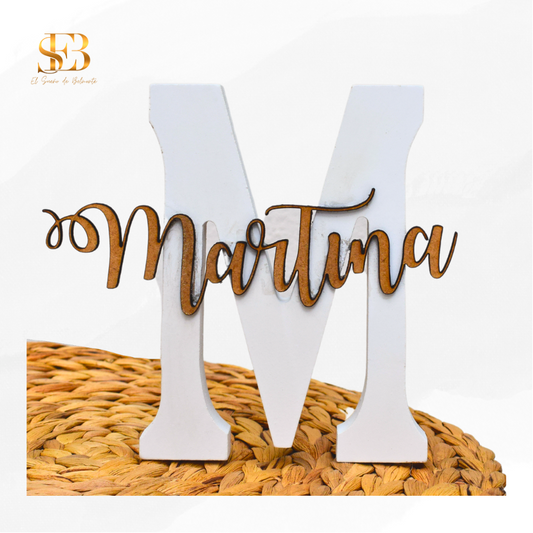 Letra Rêve personalizada en madera con nombre para bautizo o boda - El Sueño de Belmonte
