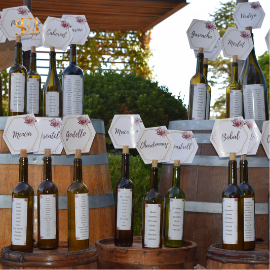Seating Plan con Botellas de Vino