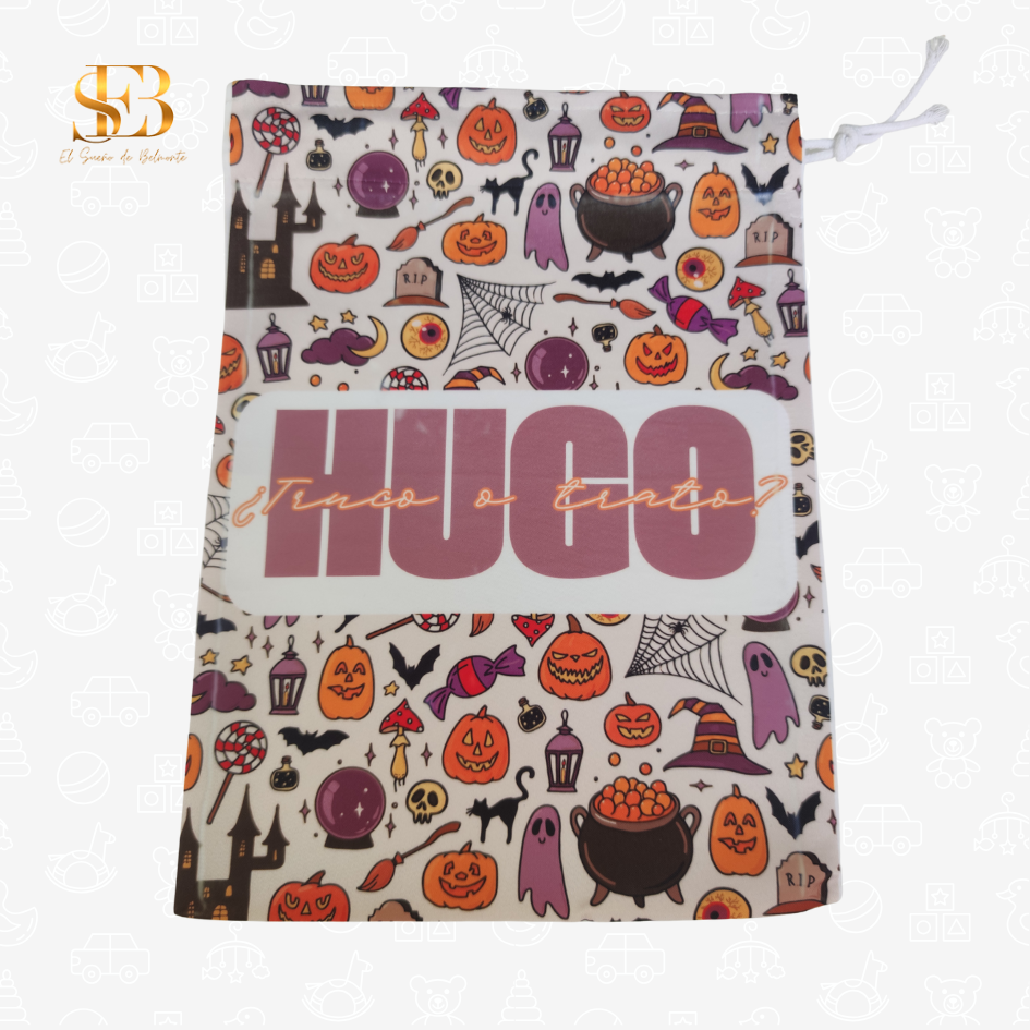 Detalle de la bolsa de Halloween personalizada – El Sueño de Belmonte