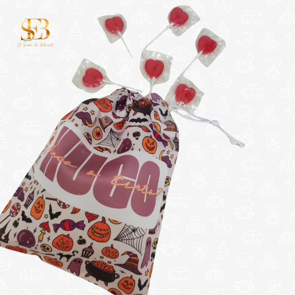 Bolsa de Halloween personalizada con nombre para truco o trato – El Sueño de Belmonte