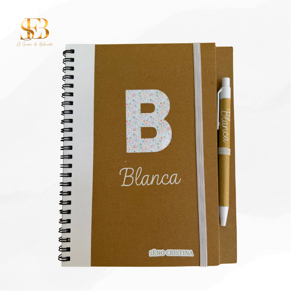 Libreta con bolígrafo personalizada para bodas y comuniones, vista 2 - El Sueño de Belmonte