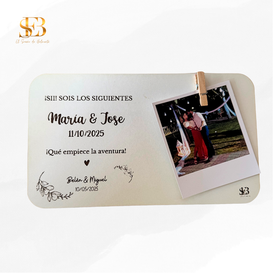 Portafotos horizontal personalizado con foto polaroid - regalo para amigos y familia - El Sueño de Belmonte
