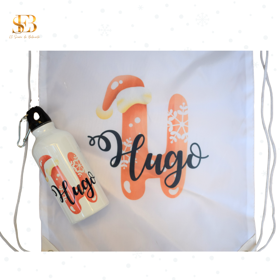 Pack Navidad personalizado con botella y mochila, regalo económico - El Sueño de Belmonte