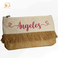 Detalle del Bolso-Neceser Sogno con nombre personalizado en vinilo textil - El Sueño de Belmonte