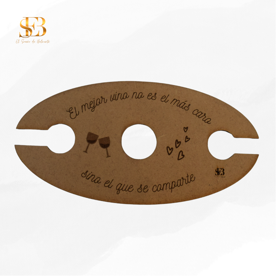 Soporte para copas y vino personalizado en madera MDF - El Sueño de Belmonte
