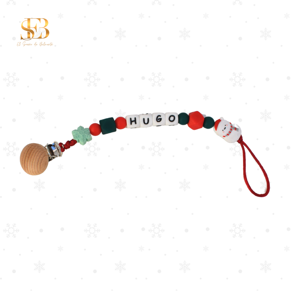 Chupetero navideño personalizado, regalo para bebés en Navidad - El Sueño de Belmonte