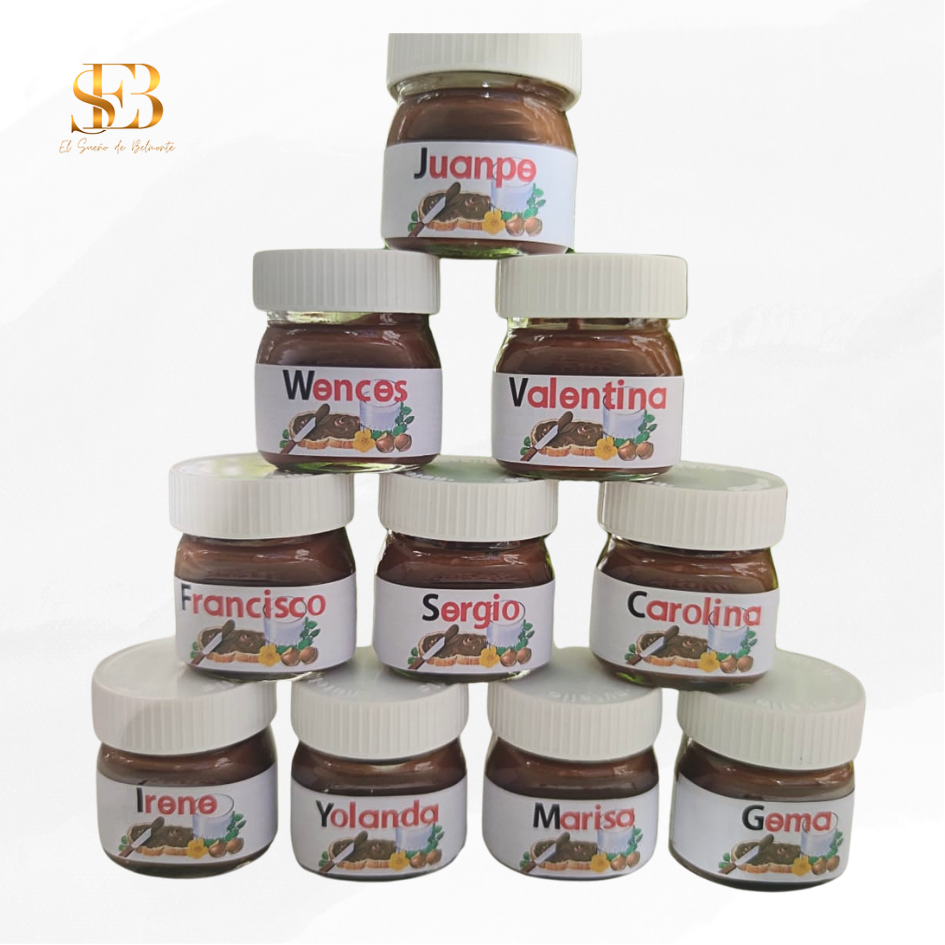 Mini Nutella personalizada para bodas y comuniones - El Sueño de Belmonte