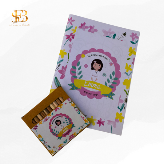 Cuadernillo personalizado con lápices de colores para niños - El Sueño de Belmonte
