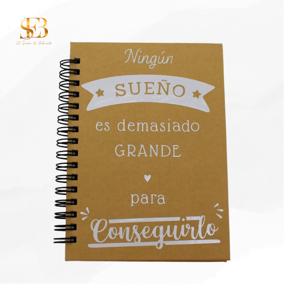 Libreta ecopersonalizada con tapas de cartón reciclado, regalo creativo - El Sueño de Belmonte