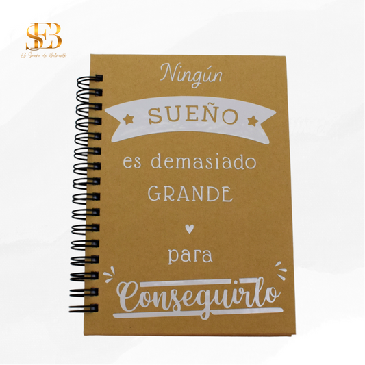 Libreta ecopersonalizada con tapas de cartón reciclado, regalo creativo - El Sueño de Belmonte