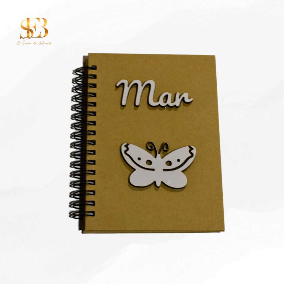 Libreta ecopersonalizada con tapas de cartón reciclado, regalo creativo - El Sueño de Belmonte