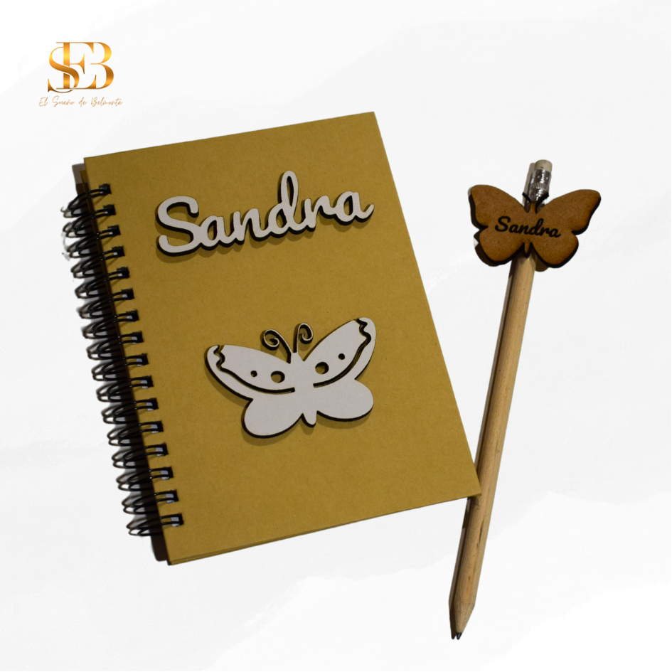 Libreta ecopersonalizada con tapas de cartón reciclado, regalo creativo - El Sueño de Belmonte