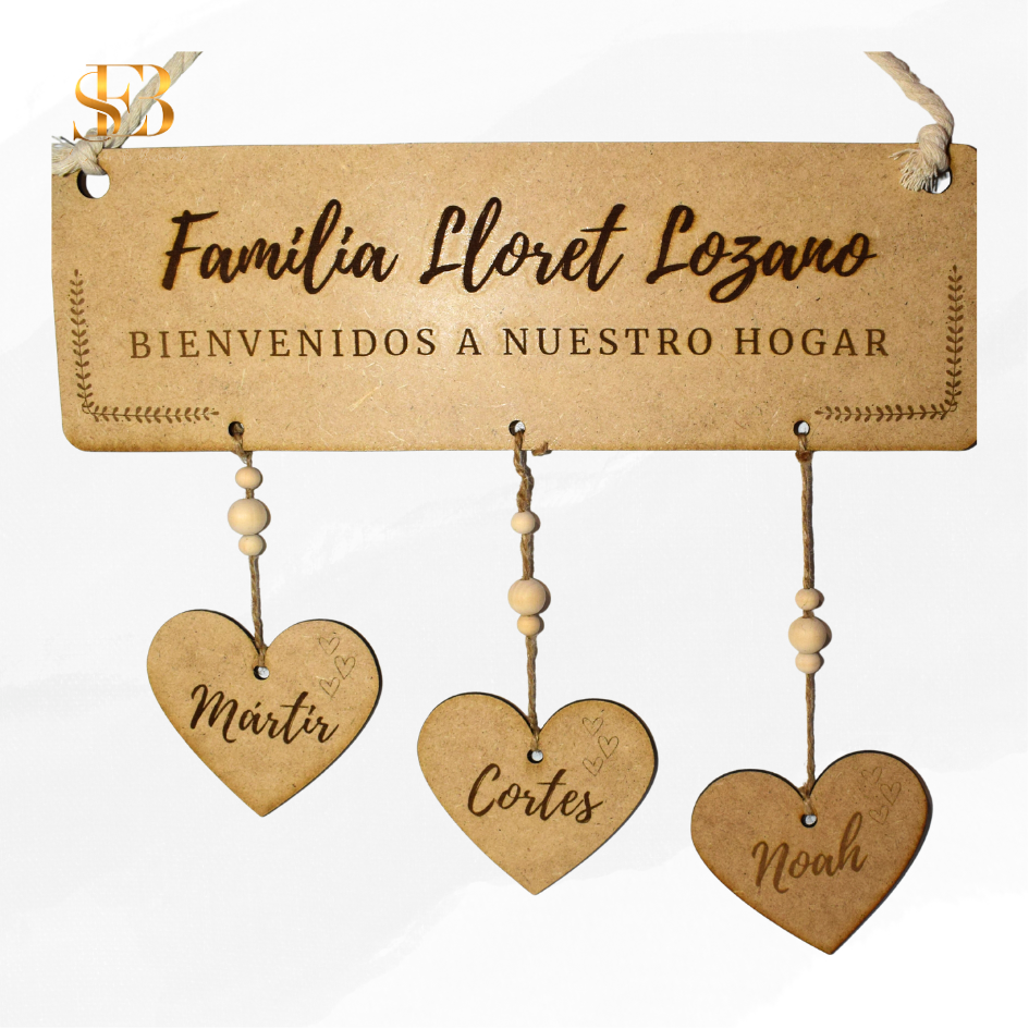 Cartel de bienvenida familiar personalizado en madera - El Sueño de Belmonte