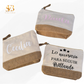 Neceser personalizado Dona en algodón y yute para regalar a invitados de boda - El Sueño de Belmonte