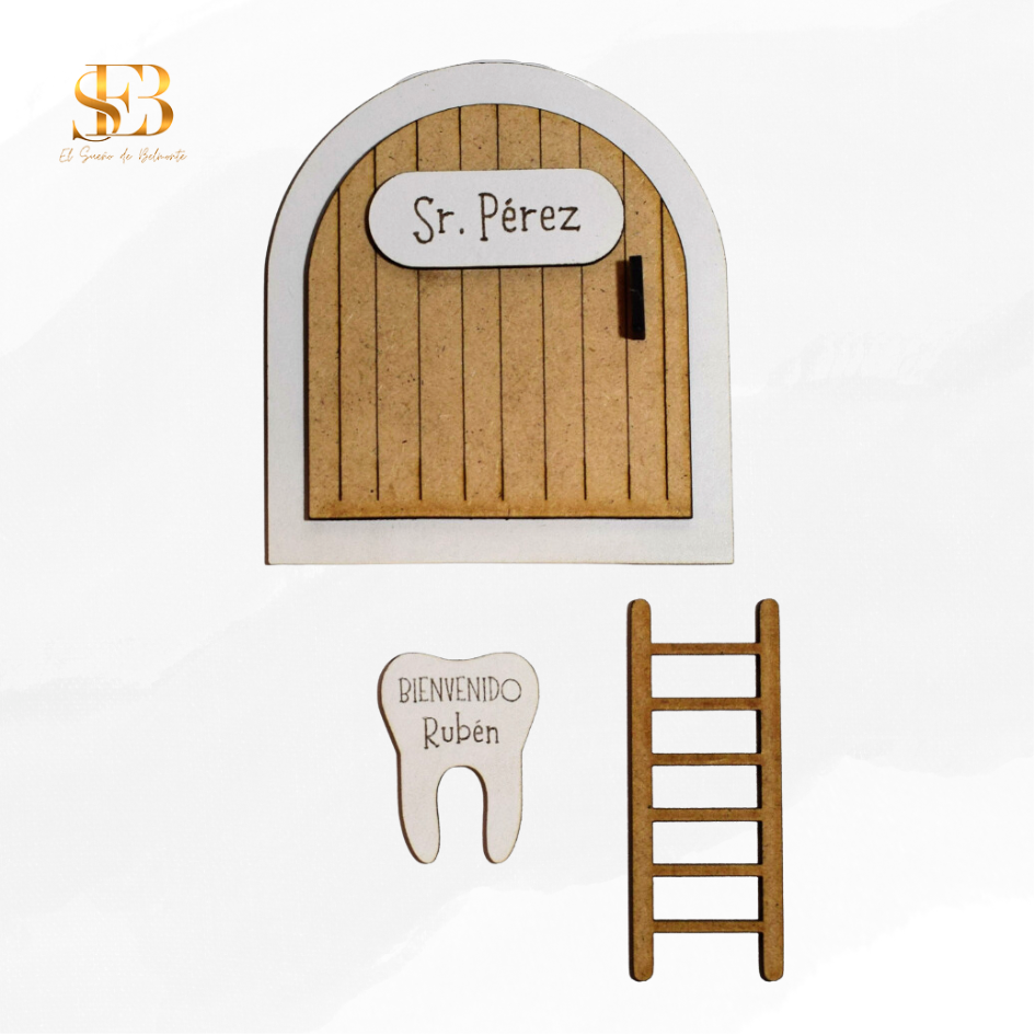 Kit de Ratoncito Pérez personalizado en madera - regalo para la caída del primer diente - El Sueño de Belmonte