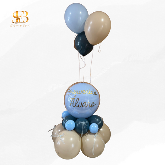 Bouquet de globos pequeño personalizado – con globo burbuja y lazos
