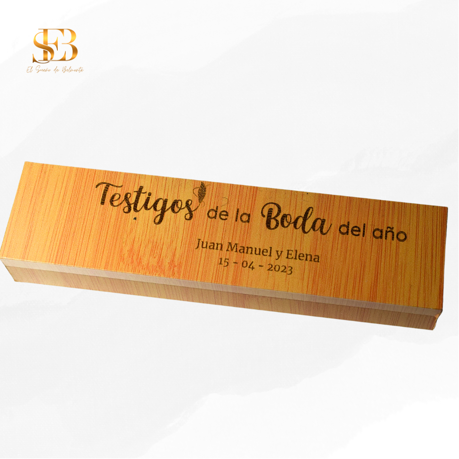 Boli Damgo personalizado en bambú grabado a láser - regalo para testigos de boda - El Sueño de Belmonte