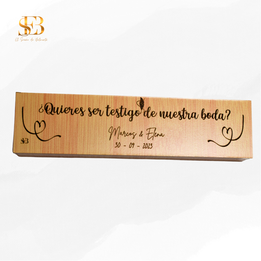 Boli Damgo personalizado en bambú grabado a láser - regalo para testigos de boda - El Sueño de Belmonte