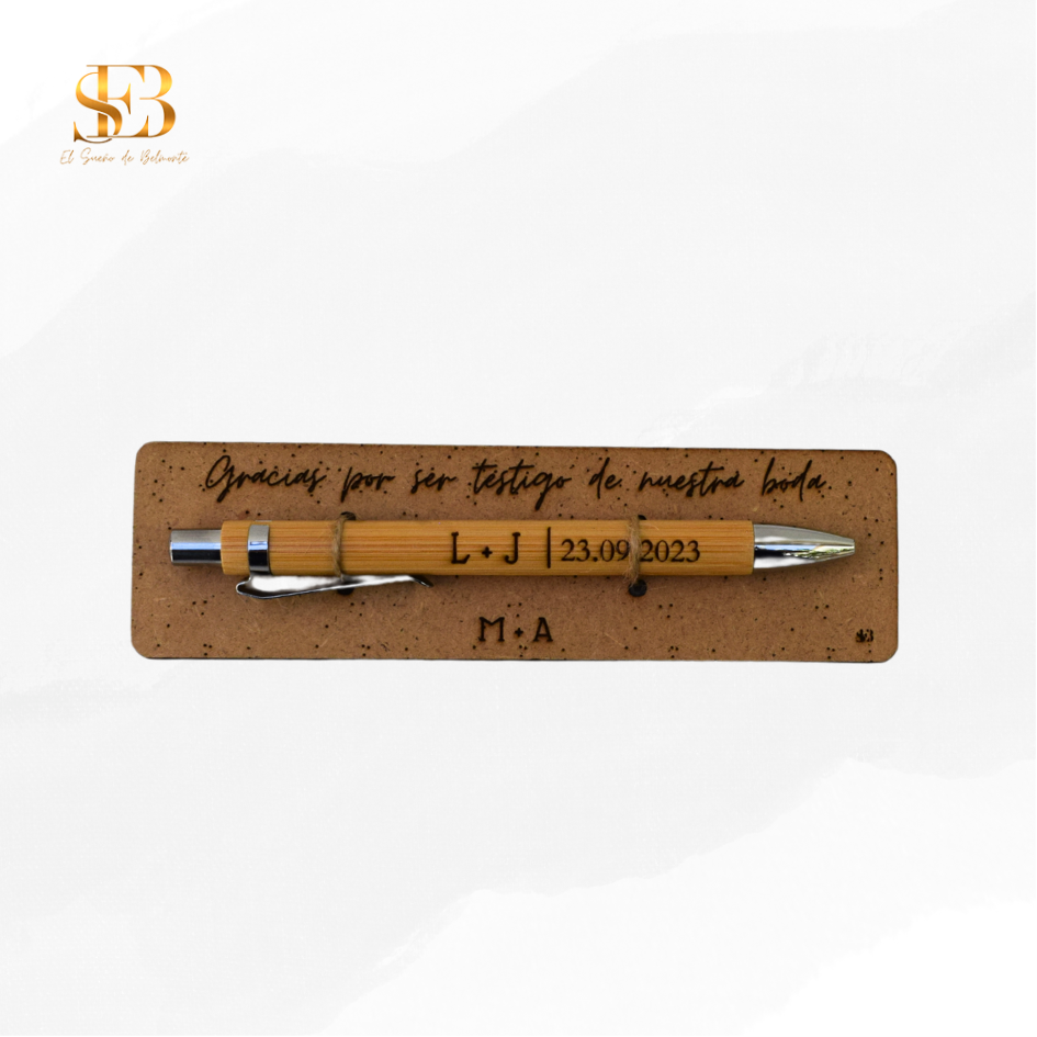 Boli Damgo personalizado en bambú grabado a láser - regalo para testigos de boda - El Sueño de Belmonte