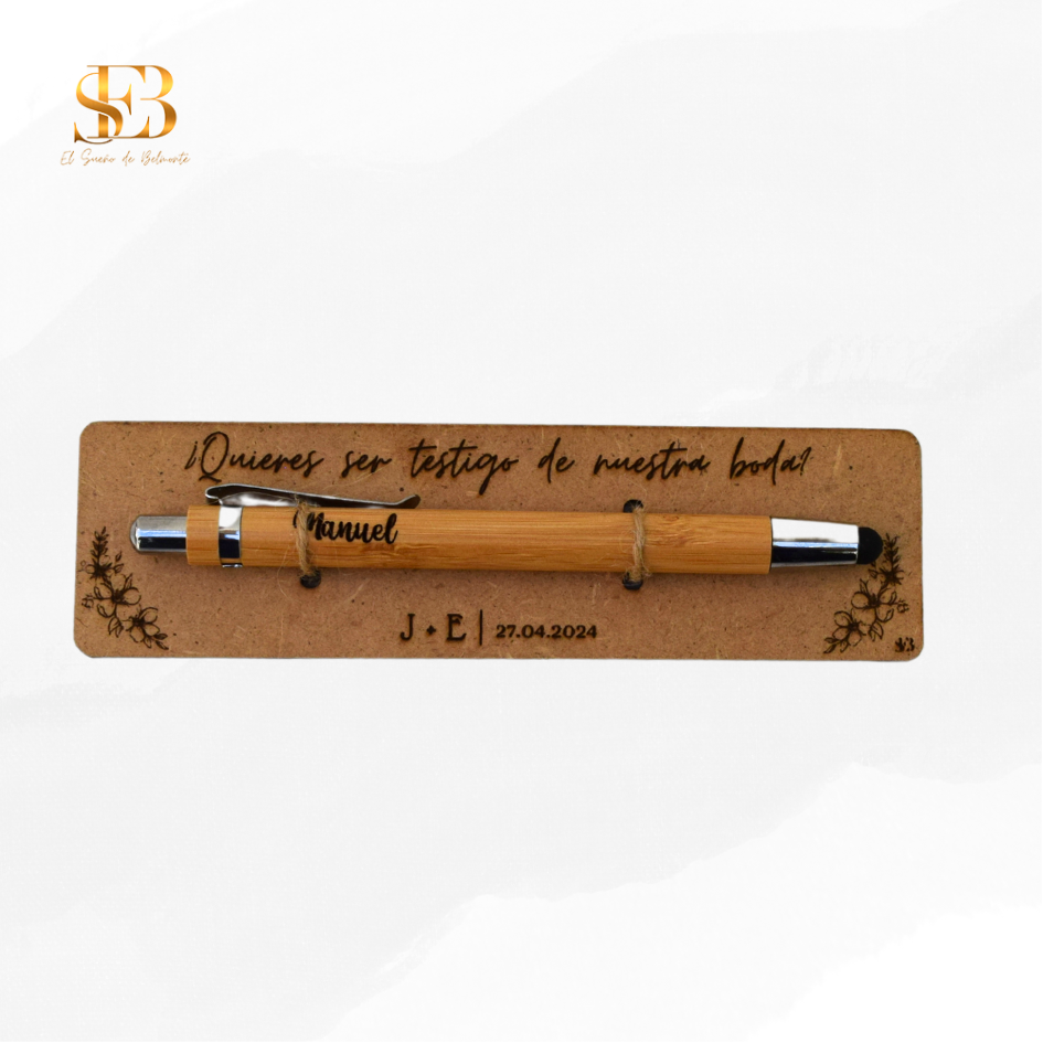 Boli Damgo personalizado en bambú grabado a láser - regalo para testigos de boda - El Sueño de Belmonte