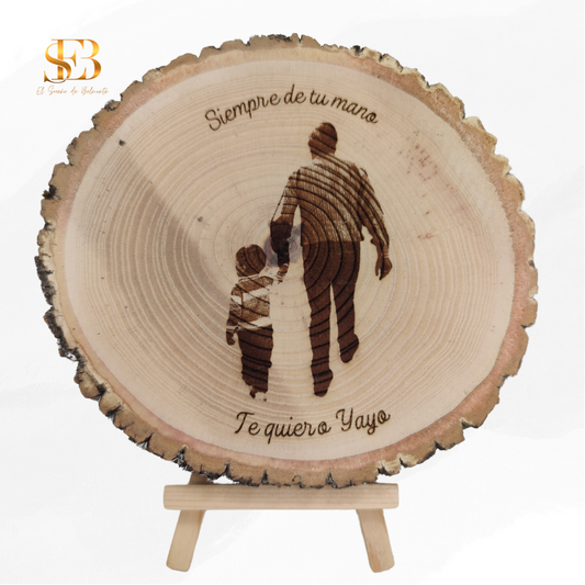Rodaja de madera personalizada con foto grabada a láser - El Sueño de Belmonte