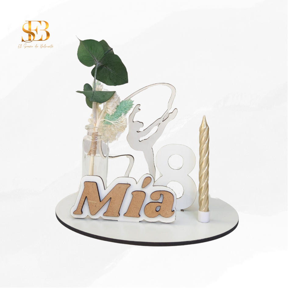 Vela para tarta, base de madera con diseño temático - El Sueño de Belmonte