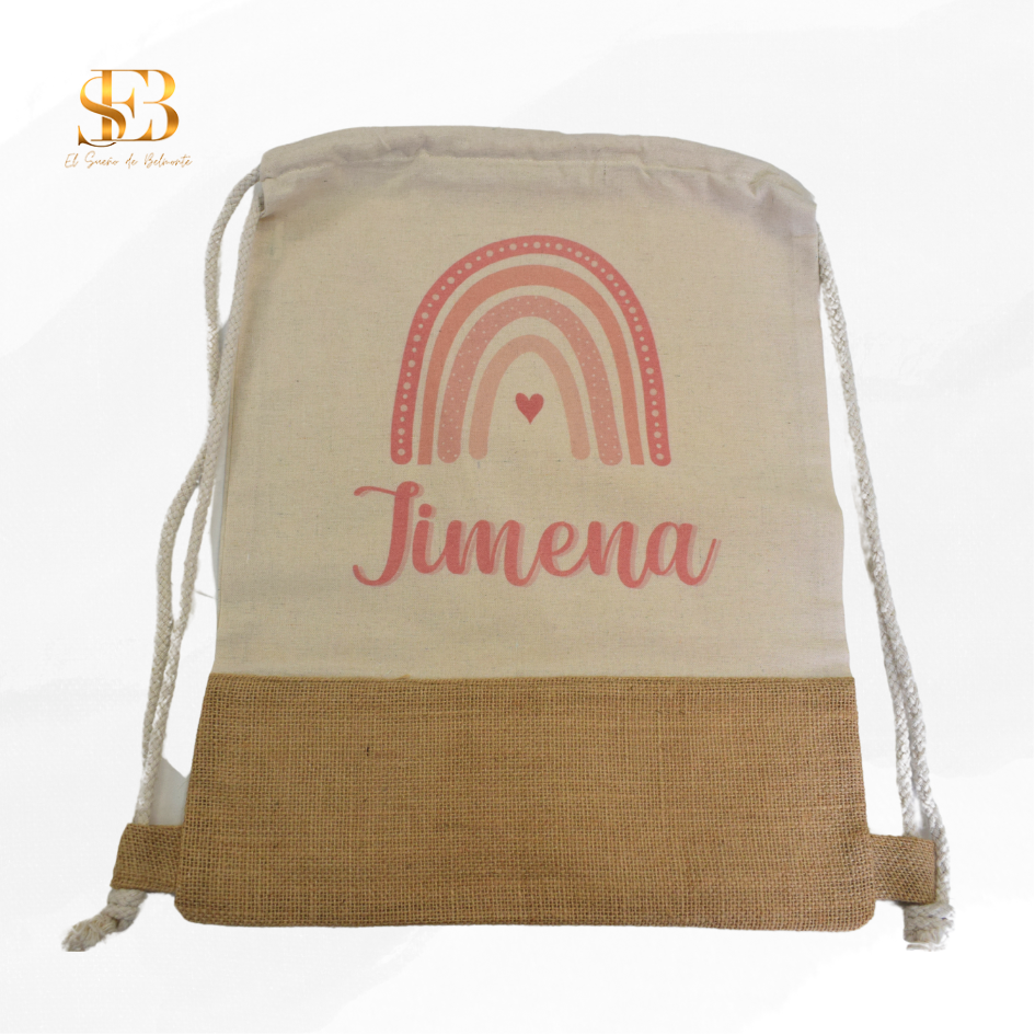 Mochila de cuerdas de yute, material de algodón y yute - El Sueño de Belmonte