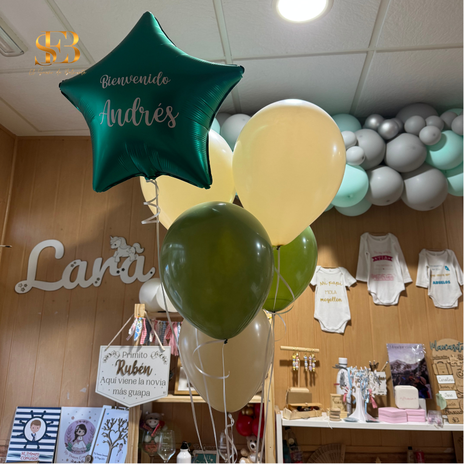 Ramo de globos de helio personalizado con estrella - El Sueño de Belmonte