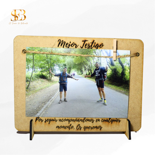 Portafotos Somnium personalizado en madera grabada a láser - regalo para bodas y aniversarios - El Sueño de Belmonte