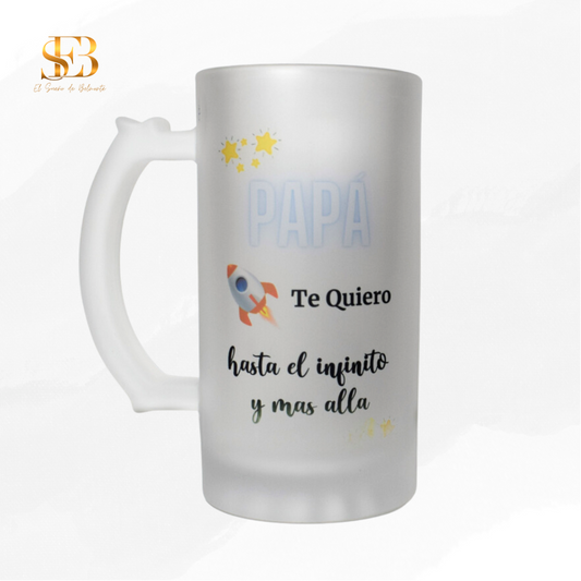 Jarra de cerveza personalizada en cristal esmerilado para regalo - El Sueño de Belmonte