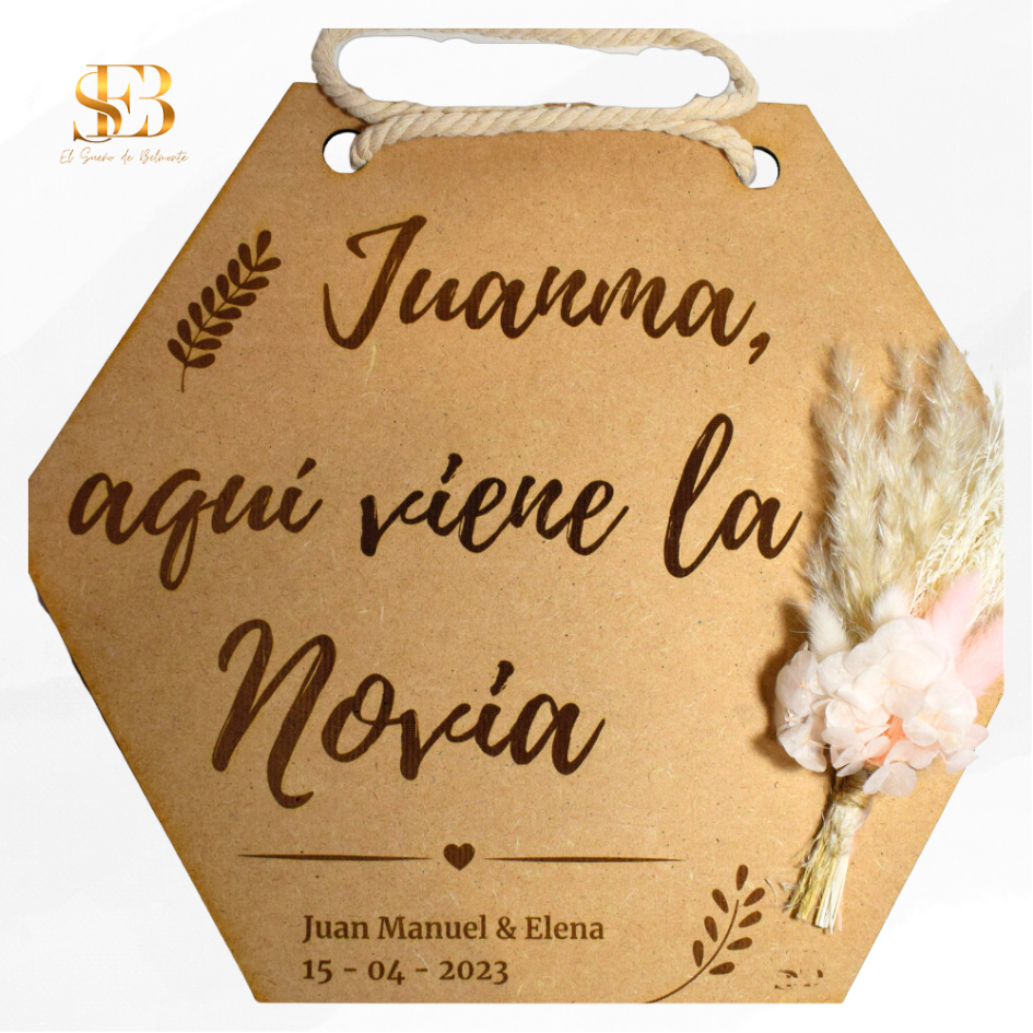 Cartel de madera personalizado para bodas y eventos - El Sueño de Belmonte