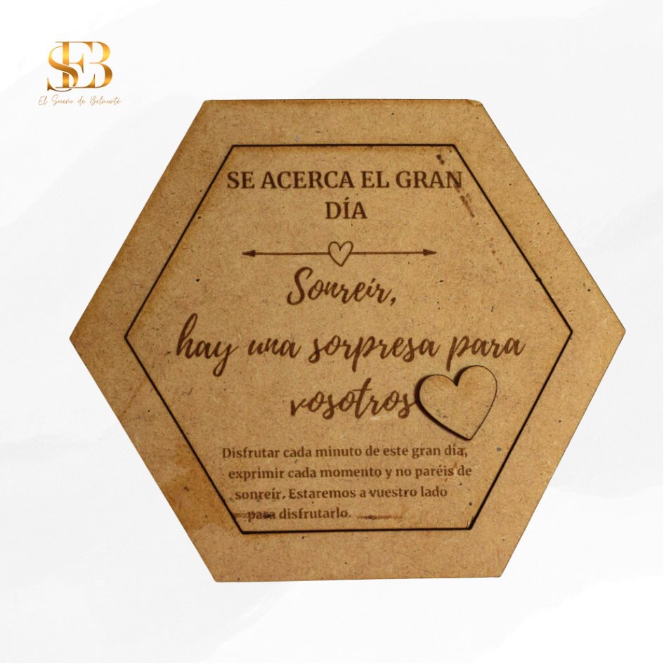Carta secreta personalizada en madera para bodas, cumpleaños y aniversarios - El Sueño de Belmonte