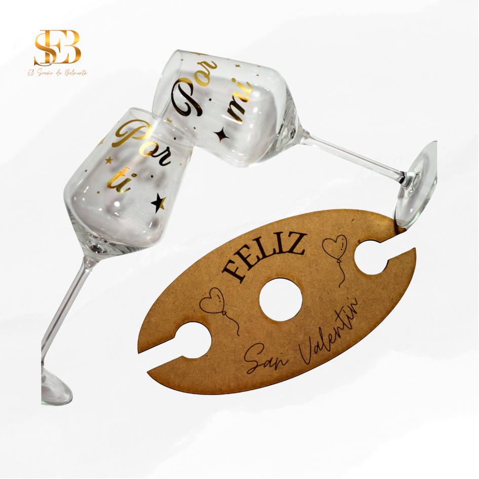 Pack Cepa con copas de vino personalizadas - regalo para los amantes del vino - El Sueño de Belmonte
