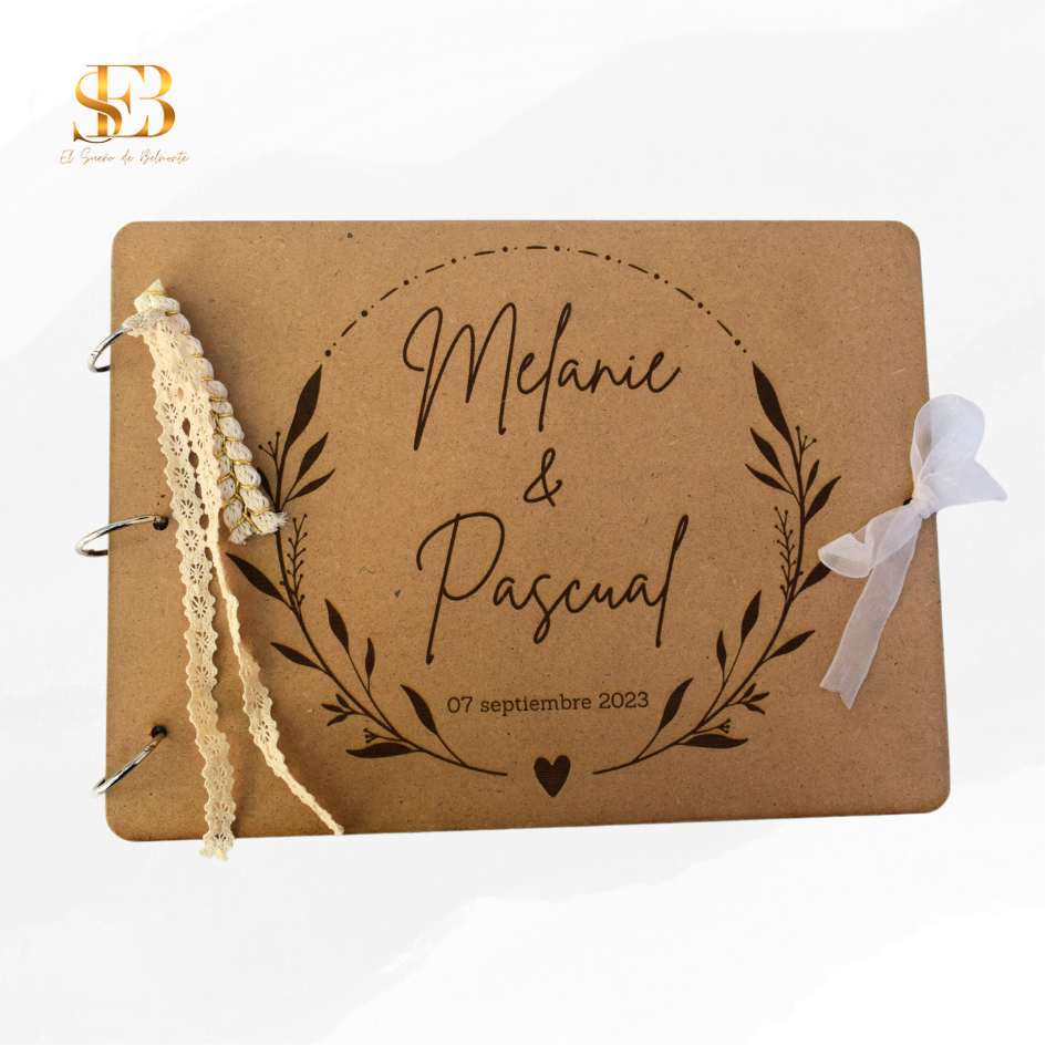 Libro de firmas personalizado WoodMemories para bodas y bautizos - El Sueño de Belmonte