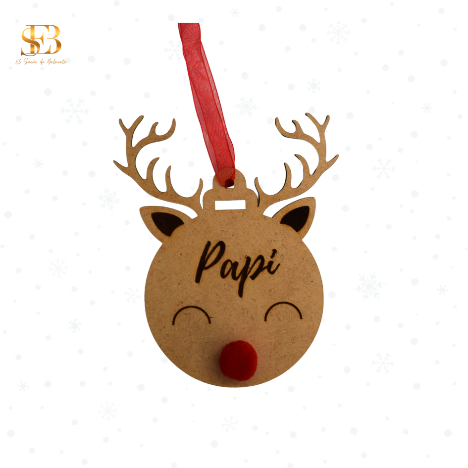 Bola de Navidad Renito Personalizada en Madera con nombre grabado – El Sueño de Belmonte