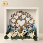 Marco Árbol Familiar personalizado en madera con flores azules y blancas - familia Amador y Paula - El Sueño de Belmonte