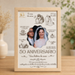 Cuadro personalizado para 50 aniversario con foto de boda, momentos especiales y marco de madera