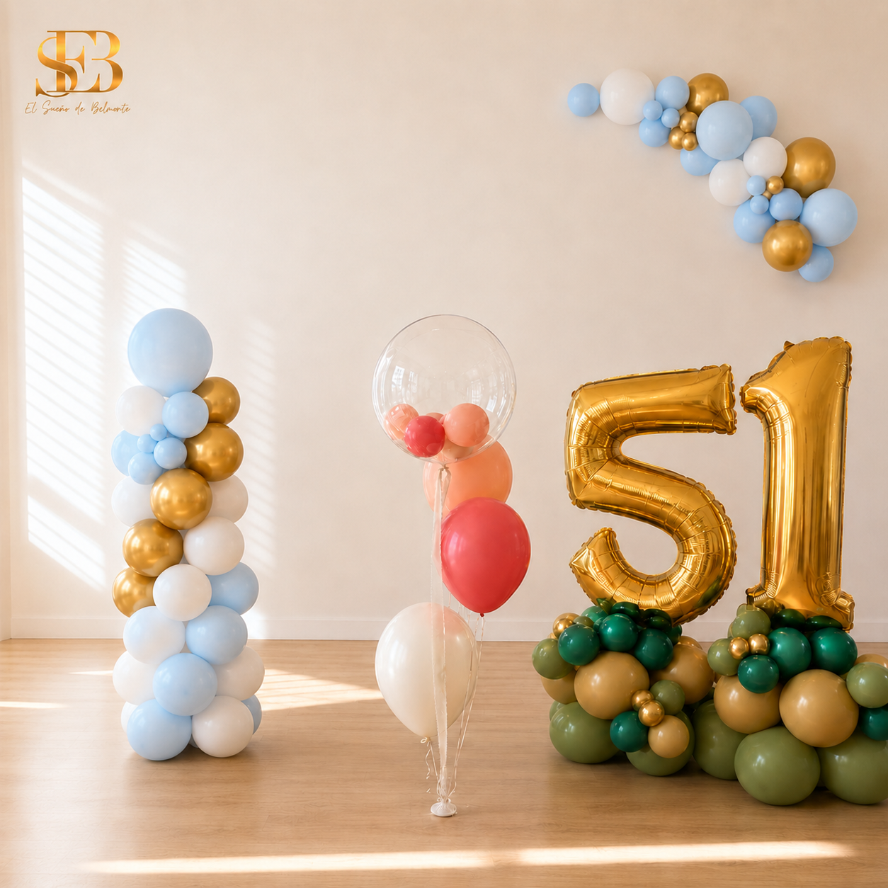 Decoración con globos personalizada para cumpleaños en Albacete.